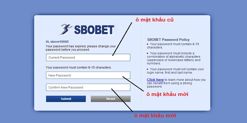 Thay đổi mật khẩu SBOBET win79